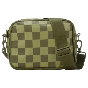 Olive green Tyvek crossbody bag with adjustable strap